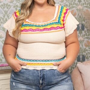 Colorful Crochet Women's Boho‎ Beach Look Top